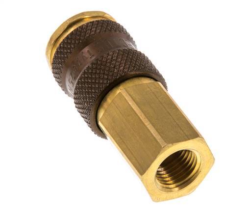 Brass DN 7.2 (Euro) Brown-Coded Air Coupling Socket G 1/4 inch Female