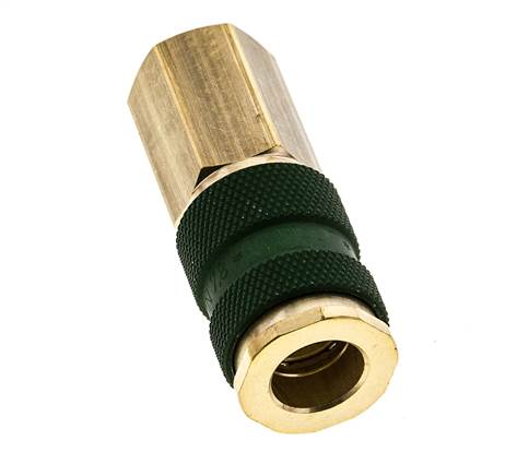 Brass DN 7.2 (Euro) Green-Coded Air Coupling Socket G 1/4 inch Female