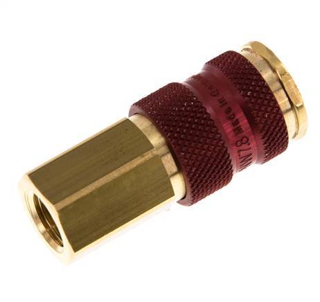 Brass DN 7.2 (Euro) Red-Coded Air Coupling Socket G 1/4 inch Female