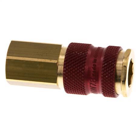 Brass DN 7.2 (Euro) Red-Coded Air Coupling Socket G 1/4 inch Female