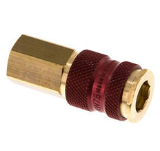 Brass DN 7.2 (Euro) Red-Coded Air Coupling Socket G 1/4 inch Female