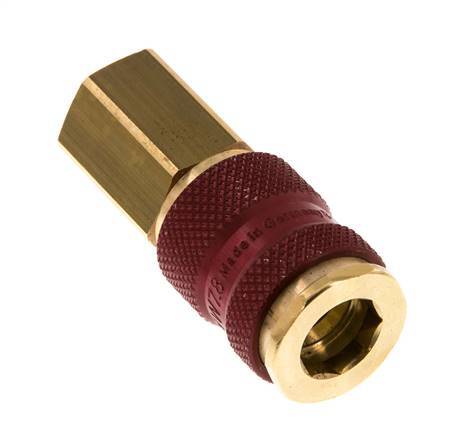 Brass DN 7.2 (Euro) Red-Coded Air Coupling Socket G 1/4 inch Female