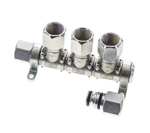 Steel DN 7.2 (Euro) Air Coupling Socket G 1/2 inch Female 3-way