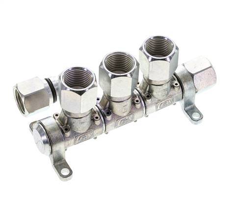 Steel DN 7.2 (Euro) Air Coupling Socket G 1/2 inch Female 3-way