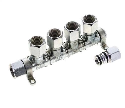 Steel DN 7.2 (Euro) Air Coupling Socket G 1/2 inch Female 4-way