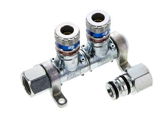 Steel DN 7.6 (7.2 Euro) Safety Air Coupling Socket G 1/2 inch Female 2-way