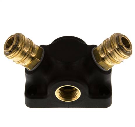 Brass/plastic DN 7.2 (Euro) Air Coupling Socket G 1/2 inch Female Wall-Mount 2-way