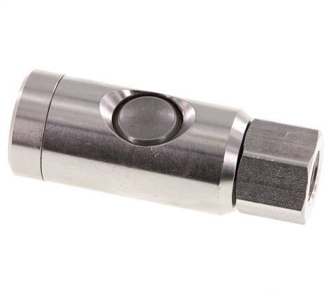 Stainless steel 306L DN 7.4 Safety Air Coupling Socket with Push Button G 1/4 inch Female