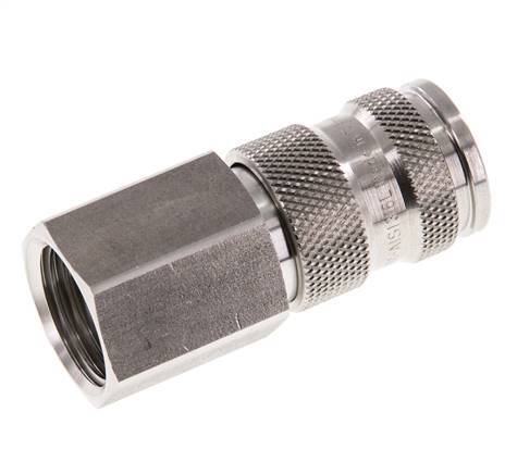 Stainless Steel 316L DN 7.8 Air Coupling Socket G 1/2 inch Female Double Shut-Off
