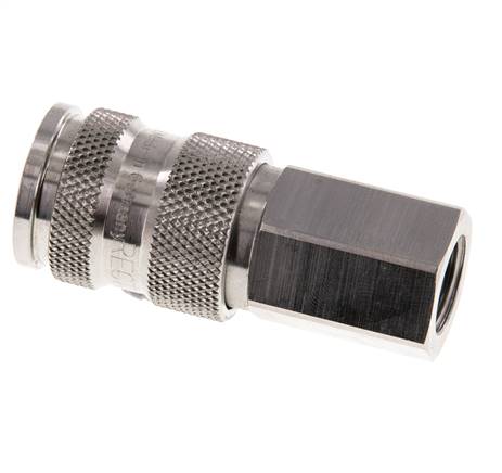 Stainless Steel 316L DN 7.8 Air Coupling Socket G 1/4 inch Female Double Shut-Off