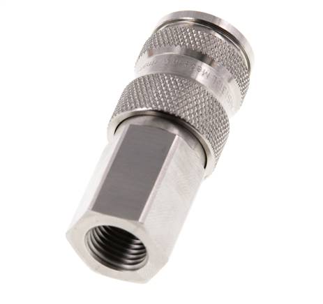 Stainless Steel 316L DN 7.8 Air Coupling Socket G 1/4 inch Female Double Shut-Off