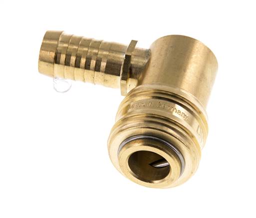 Brass DN 7.2 (Euro) Air Coupling Socket 13 mm Hose Pillar 90-deg