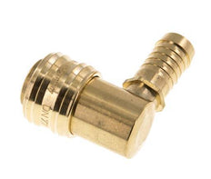 Brass DN 7.2 (Euro) Air Coupling Socket 13 mm Hose Pillar 90-deg