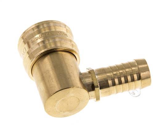 Brass DN 7.2 (Euro) Air Coupling Socket 13 mm Hose Pillar 90-deg