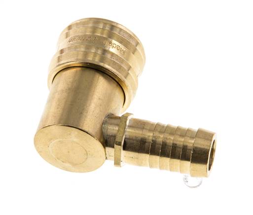 Brass DN 7.2 (Euro) Air Coupling Socket 13 mm Hose Pillar 90-deg
