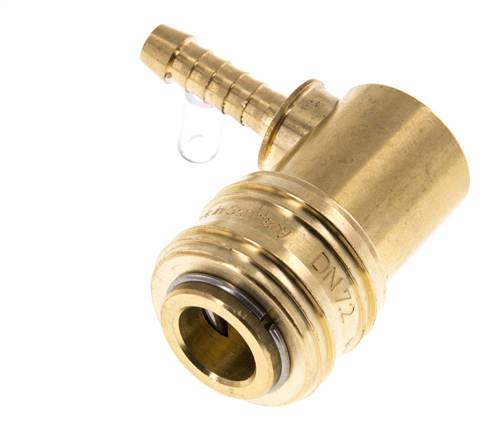 Brass DN 7.2 (Euro) Air Coupling Socket 6 mm Hose Pillar 90-deg