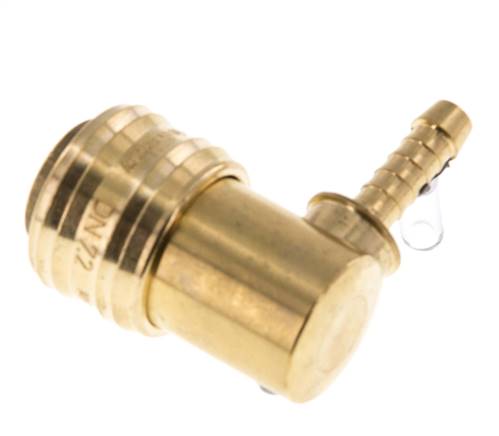 Brass DN 7.2 (Euro) Air Coupling Socket 6 mm Hose Pillar 90-deg