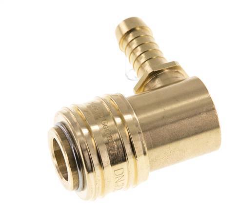 Brass DN 7.2 (Euro) Air Coupling Socket 9 mm Hose Pillar 90-deg