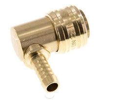 Brass DN 7.2 (Euro) Air Coupling Socket 9 mm Hose Pillar 90-deg