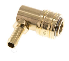 Brass DN 7.2 (Euro) Air Coupling Socket 9 mm Hose Pillar 90-deg