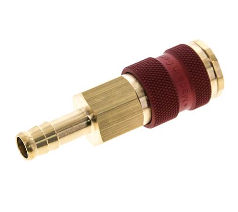 Brass DN 7.2 (Euro) Red-Coded Air Coupling Socket 9 mm Hose Pillar