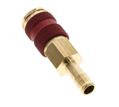 Brass DN 7.2 (Euro) Red-Coded Air Coupling Socket 9 mm Hose Pillar