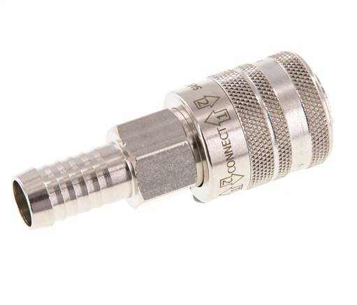 Nickel-plated Brass DN 7.8 Safety Air Coupling Socket 13 mm Hose Pillar