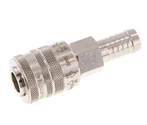 Nickel-plated Brass DN 7.8 Safety Air Coupling Socket 13 mm Hose Pillar