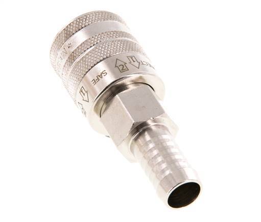 Nickel-plated Brass DN 7.8 Safety Air Coupling Socket 13 mm Hose Pillar