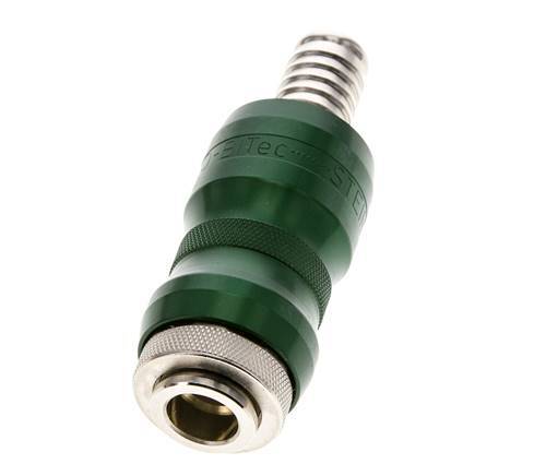Nickel-plated Brass DN 7.8 Safety Air Coupling Socket with Slide Sleeve 13 mm Hose Pillar