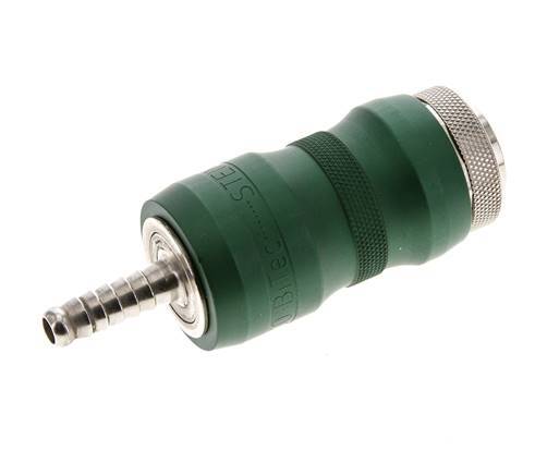 Nickel-plated Brass DN 7.8 Safety Air Coupling Socket with Slide Sleeve 6 mm Hose Pillar