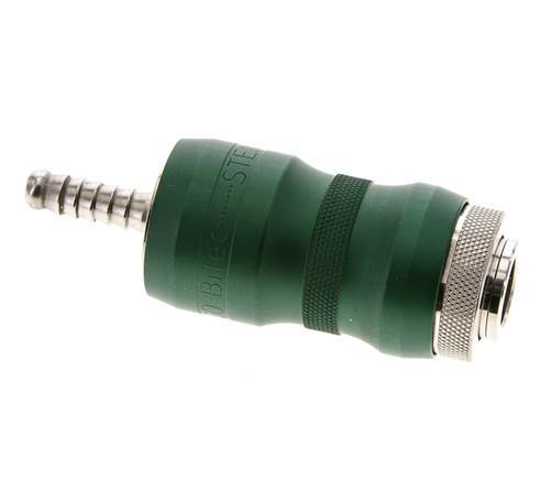 Nickel-plated Brass DN 7.8 Safety Air Coupling Socket with Slide Sleeve 6 mm Hose Pillar