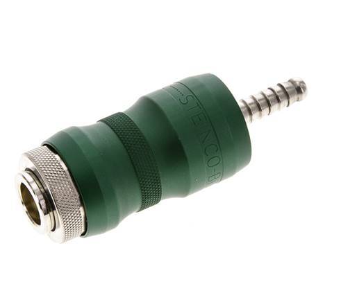 Nickel-plated Brass DN 7.8 Safety Air Coupling Socket with Slide Sleeve 6 mm Hose Pillar