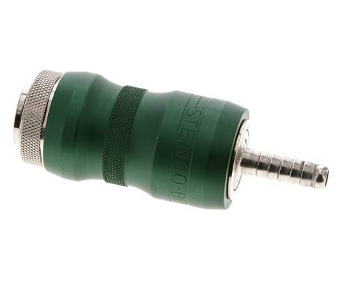 Nickel-plated Brass DN 7.8 Safety Air Coupling Socket with Slide Sleeve 6 mm Hose Pillar