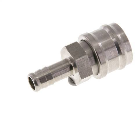 Stainless steel DN 7.2 (Euro) Air Coupling Socket 10 mm Hose Pillar Double Shut-Off