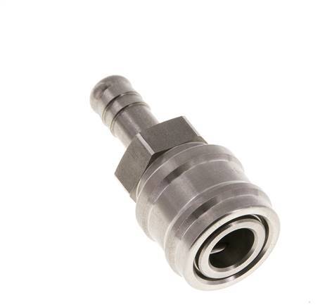 Stainless steel DN 7.2 (Euro) Air Coupling Socket 10 mm Hose Pillar Double Shut-Off