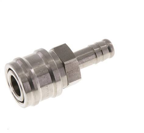 Stainless steel DN 7.2 (Euro) Air Coupling Socket 10 mm Hose Pillar Double Shut-Off