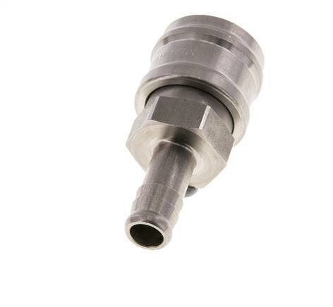 Stainless steel DN 7.2 (Euro) Air Coupling Socket 10 mm Hose Pillar Double Shut-Off