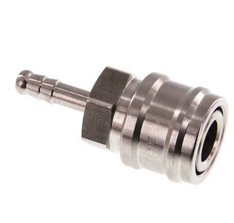 Stainless steel DN 7.2 (Euro) Air Coupling Socket 6 mm Hose Pillar Double Shut-Off