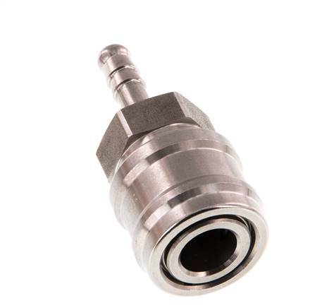 Stainless steel DN 7.2 (Euro) Air Coupling Socket 6 mm Hose Pillar Double Shut-Off