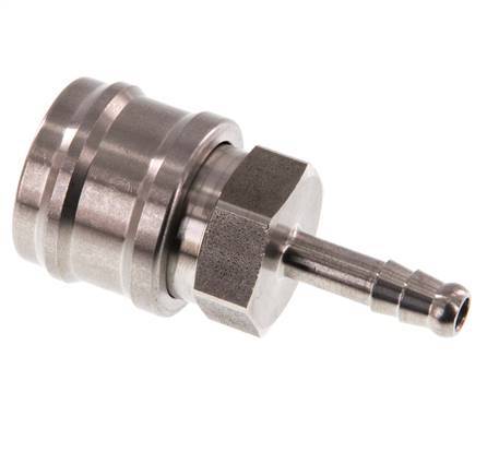 Stainless steel DN 7.2 (Euro) Air Coupling Socket 6 mm Hose Pillar Double Shut-Off