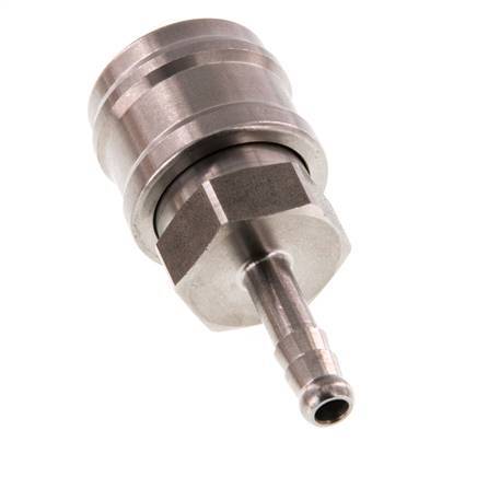 Stainless steel DN 7.2 (Euro) Air Coupling Socket 6 mm Hose Pillar Double Shut-Off