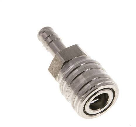 Stainless steel DN 7.2 (Euro) Air Coupling Socket 9 mm Hose Pillar Double Shut-Off