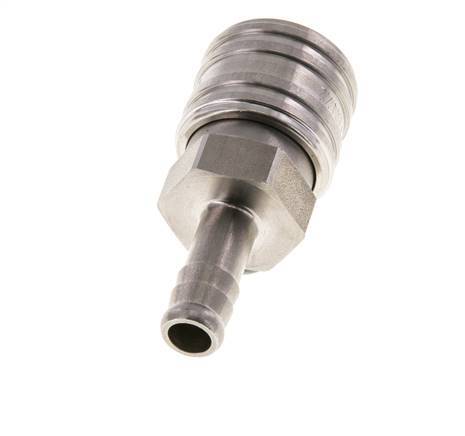 Stainless steel DN 7.2 (Euro) Air Coupling Socket 9 mm Hose Pillar Double Shut-Off