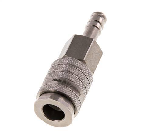 Stainless steel DN 7.8 Air Coupling Socket 8 mm Hose Pillar Double Shut-Off