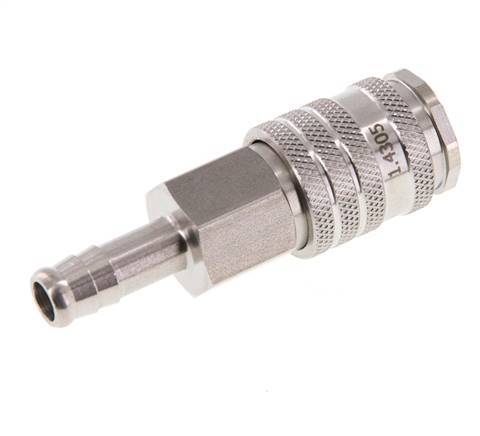 Stainless steel DN 7.8 Air Coupling Socket 9 mm Hose Pillar Double Shut-Off