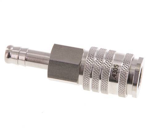 Stainless steel DN 7.8 Air Coupling Socket 9 mm Hose Pillar Double Shut-Off