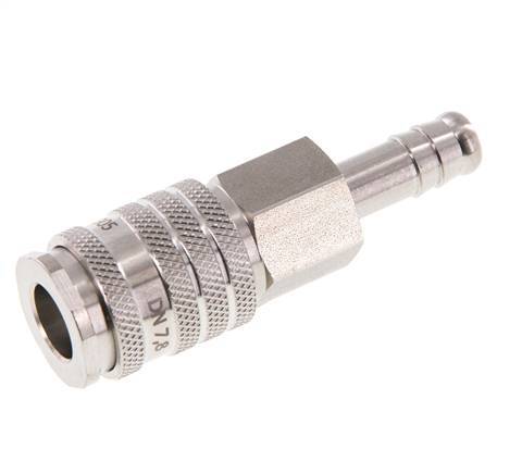 Stainless steel DN 7.8 Air Coupling Socket 9 mm Hose Pillar Double Shut-Off