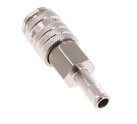 Stainless steel DN 7.8 Air Coupling Socket 9 mm Hose Pillar Double Shut-Off
