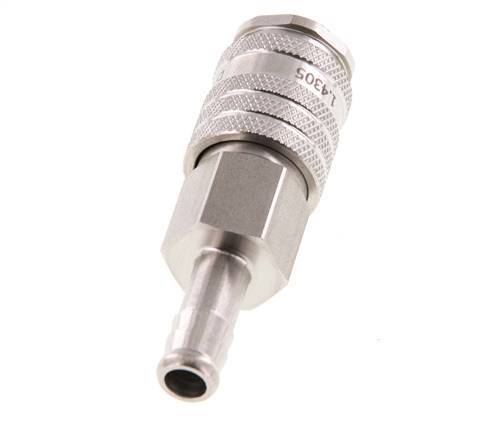 Stainless steel DN 7.8 Air Coupling Socket 9 mm Hose Pillar Double Shut-Off
